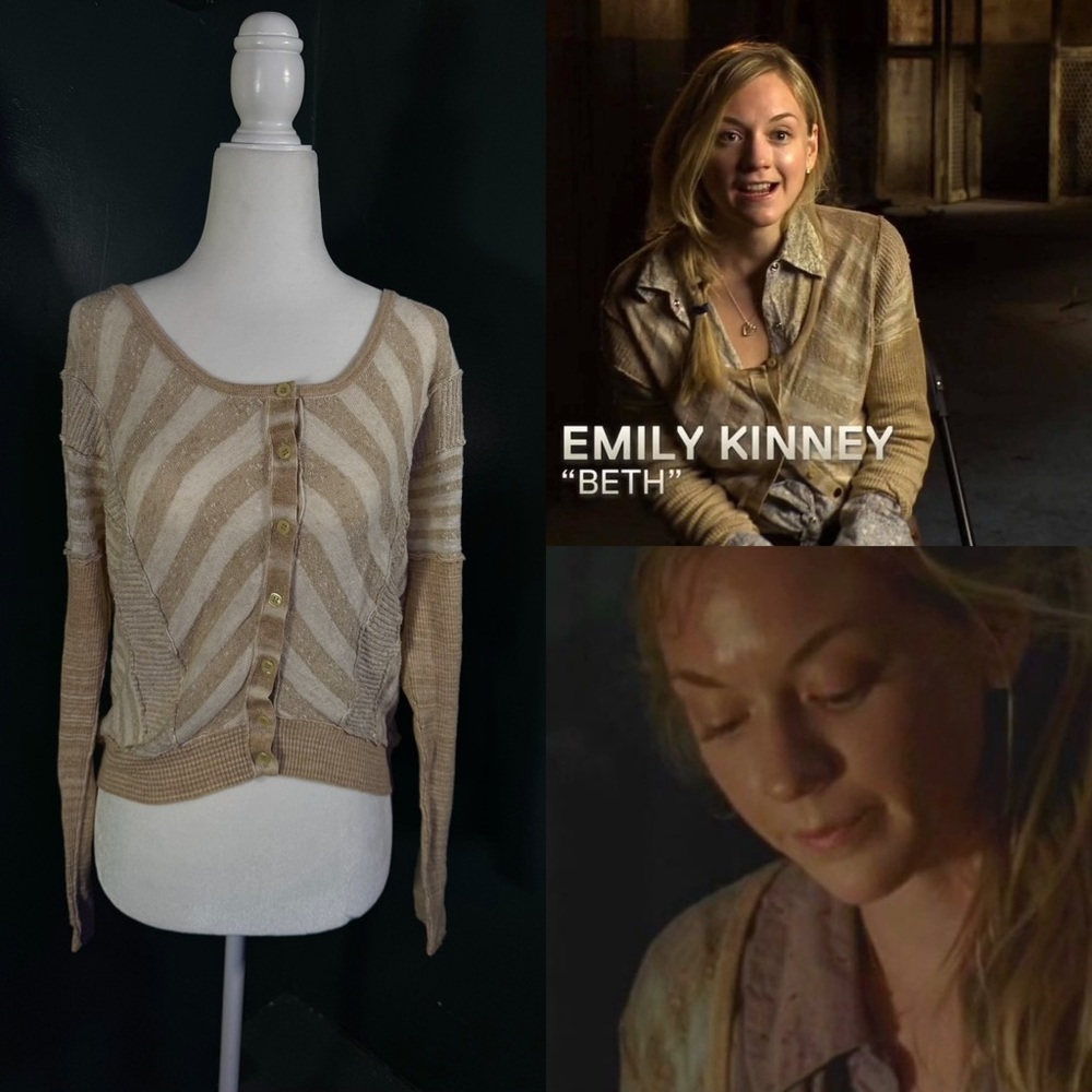 Free People • Rare • Striped Cropped Knit Cardigan • Cream • ASO Beth Greene